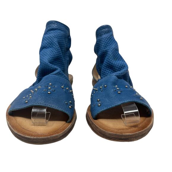 Miz Mooz‎ Fifi Sandals Flat Leather Perforated Ankle Strap Blue Size 39 US 8.5 9 - Picture 4 of 14